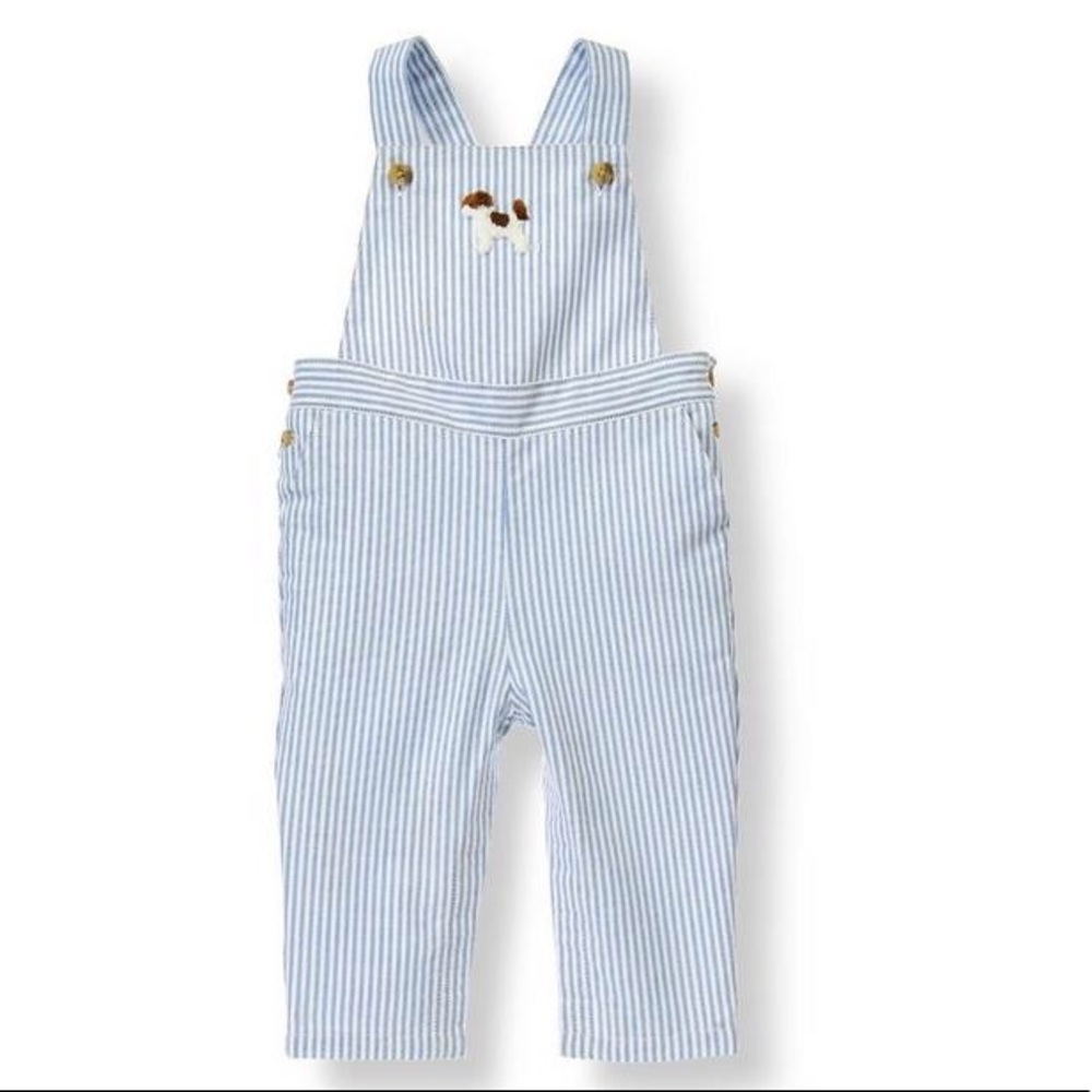 3/$15 Janie & Jack 6-12M Blue Stripe Overalls